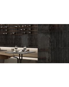 JOS. Panorama Wandtegel 4,8X45cm TeXas Black 9,5mm Glans