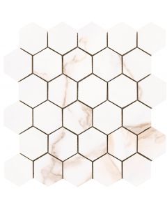 Cifre Cerámica Diamond Gold hexagon mozaiek mat op net van 26x27