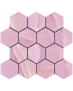 Baldocer Cerámica Onyx Rose polished mozaiek hexagon op net van 29x27cm