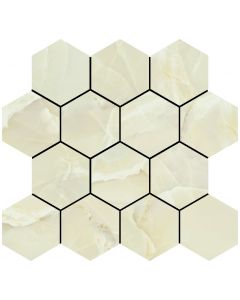 Baldocer Cerámica Onyx Sable polished mozaiek hexagon op net van 29x27cm