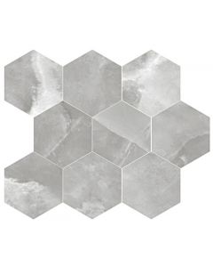 Energieker Onyx ek Grey mozaiek pulido hexagon op net van 26x30