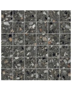Energieker Medley terrazzo Antracite mozaiek 5x5 op net van 30x30