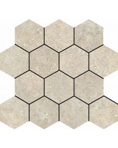 Baldocer Cerámica Stoneland Ivory mozaiek hexagon op net van 29x27cm