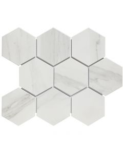 The Mosaic Factory Barcelona mozaïektegel 25.6X29.6cm Carrara White Mat (AMH95003) - Hexagon