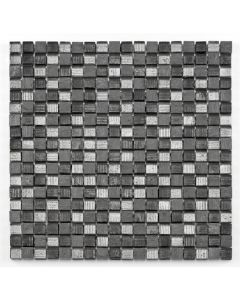 Baerwolf Fineline GL-12007 Wandtegel Mozaiek.29,8X29,8cm Grey Mix 8mm Glans F:1,5X1,5cm