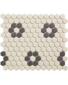 The Mosaic Factory London mozaïektegel 26X30cm White + Black Mat (LOH-Kensington-4) - Hexagon