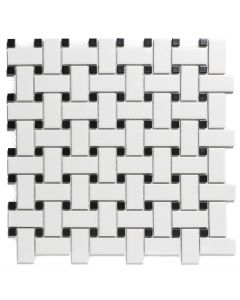 The Mosaic Factory Paris mozaïektegel 30X30cm White and Black Mat (PABW140925) - Rechthoek