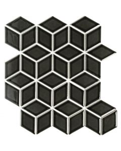 The Mosaic Factory Paris mozaïektegel 26.6X30.5cm Black Glans (PACU915) - Kubus