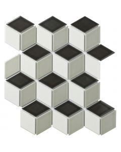 The Mosaic Factory Paris mozaïektegel 26.6X30.5cm black+white+grey Glans (PACUMIX1) - Kubus