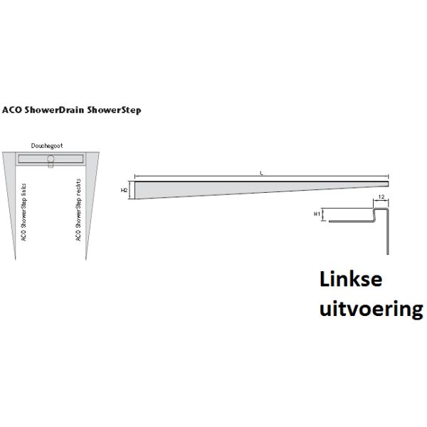 Aco ShowerStep Prof.L: 990 H:10 Links Lengte 990 Hoogte 10mm geslepen rvs