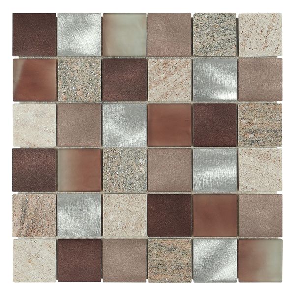 Dune Materia Mosaics 187396 Wandtegel Mozaiek.29,8X29,8cm Magma Copper 8mm Mat F:4,8X4,8cm