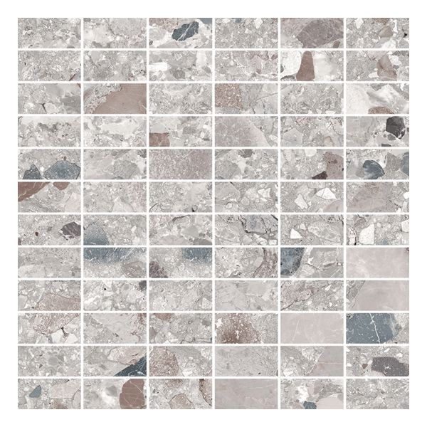 vtwonen Tegels Composite 100311 Vloertegel Mozaiek.30X30cm Grey Brown 9mm Mat Ret.R10 F:2,4X4,8cm