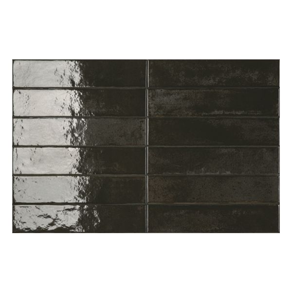 Ceramic-Apolo Raku C71R2778C8C Wandtegel 6X27cm Black Lava 7,7mm Glans