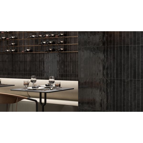 JOS. Panorama Wandtegel 4,8X45cm TeXas Black 9,5mm Glans