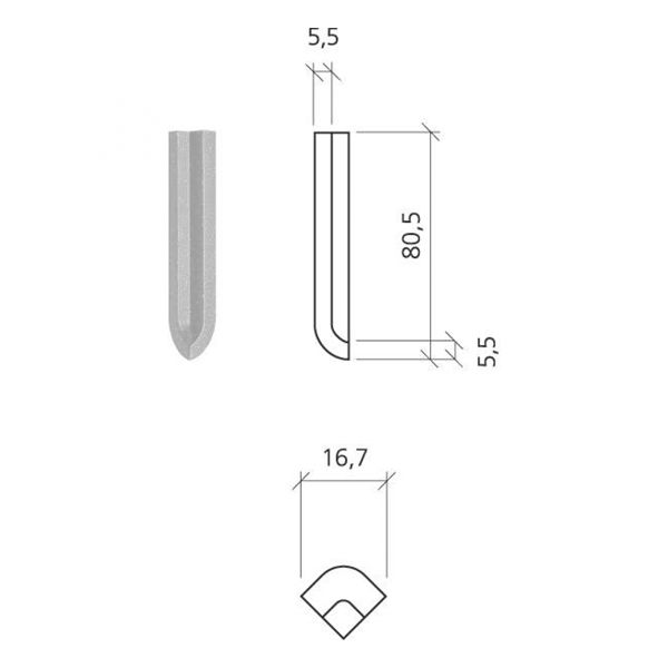 Mosa Global collection 75184DI82 Inwendige hoek 2X7,5cm Fl. Lila 5,5mm