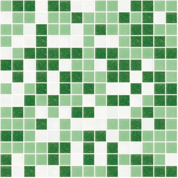 Mosaico 2x2 Cromie Acqua Verde-bianco Mix 33x33