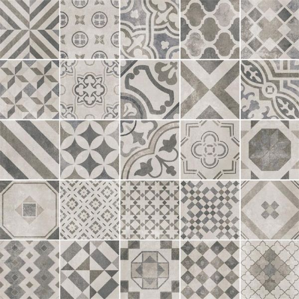 Vintage Cementina Mix Black/White 20X20cm Mat