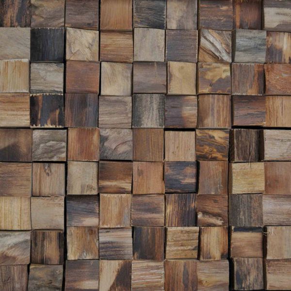 Michel Oprey WoodWall Cladding Teak Erotic mozaïek 4x4 cm