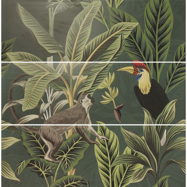 Carmen Silk Décor Set(3) ABC Toucan Green 40x120
