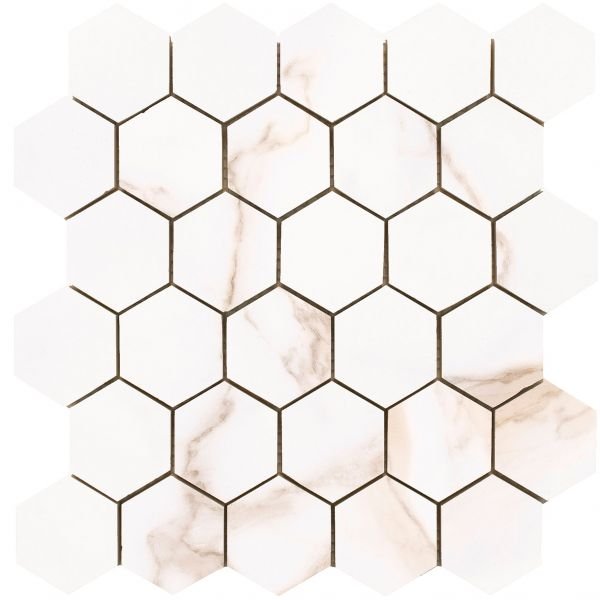 Diamond Gold hexagon mozaiek mat op net van 26x27