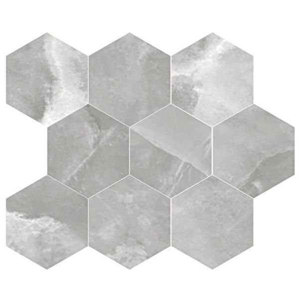EnergieKer Onyx ek Grey mozaiek pulido hexagon op net van 26x30