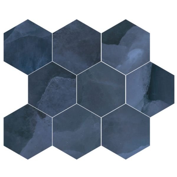 EnergieKer Onyx ek Blue mozaiek pulido hexagon op net van 26x30
