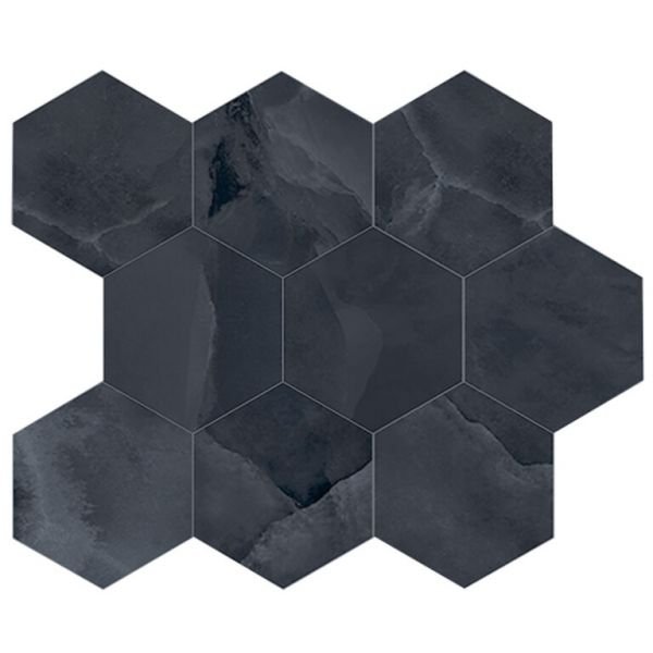 EnergieKer Onyx ek Black mozaiek pulido hexagon op net van 26x30