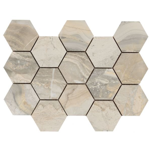 Luxury hexagon mozaiek Ample Beige gepolijst 32,5x22,5