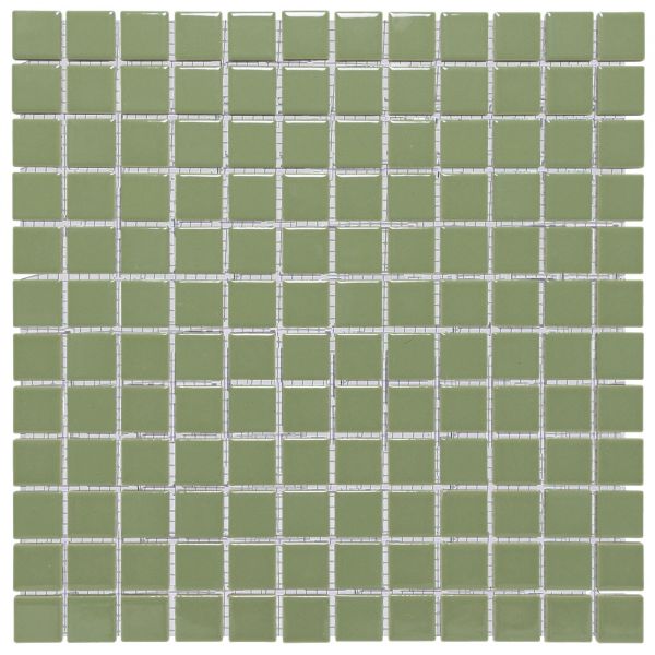 The Mosaic Factory Barcelona mozaïektegel 30X30cm Olive Green Glans (AF230030) - Vierkant