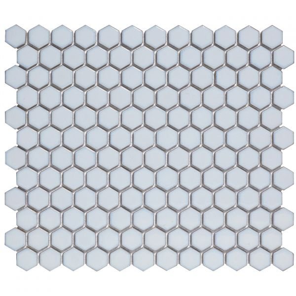 The Mosaic Factory Barcelona mozaïektegel 26X30cm Soft Blue with Edge Glans (AFH23450) - Hexagon