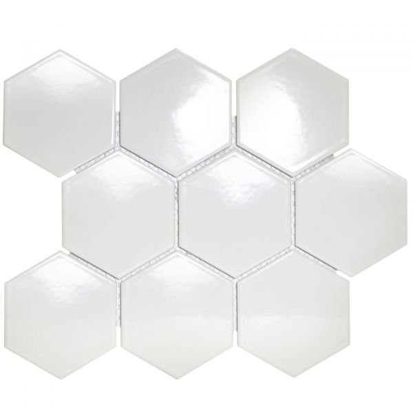 The Mosaic Factory Barcelona mozaïektegel 25.6X29.6cm White Glans (AFH95051) - Hexagon