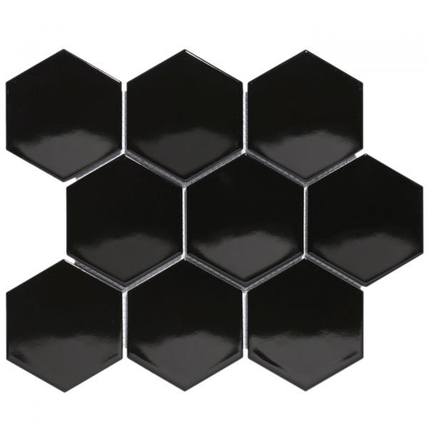 The Mosaic Factory Barcelona mozaïektegel 25.6X29.6cm Black Glans (AFH95317) - Hexagon