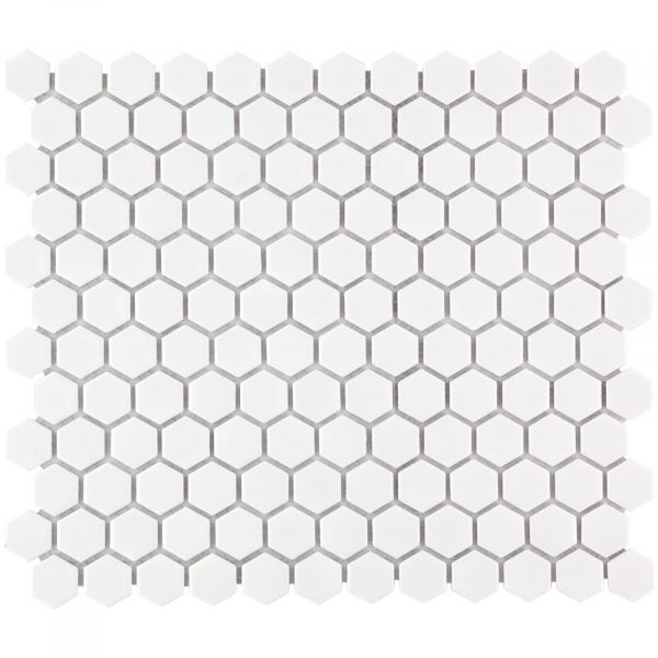 The Mosaic Factory Barcelona mozaïektegel 26X30cm White Mat (AMH23010) - Hexagon
