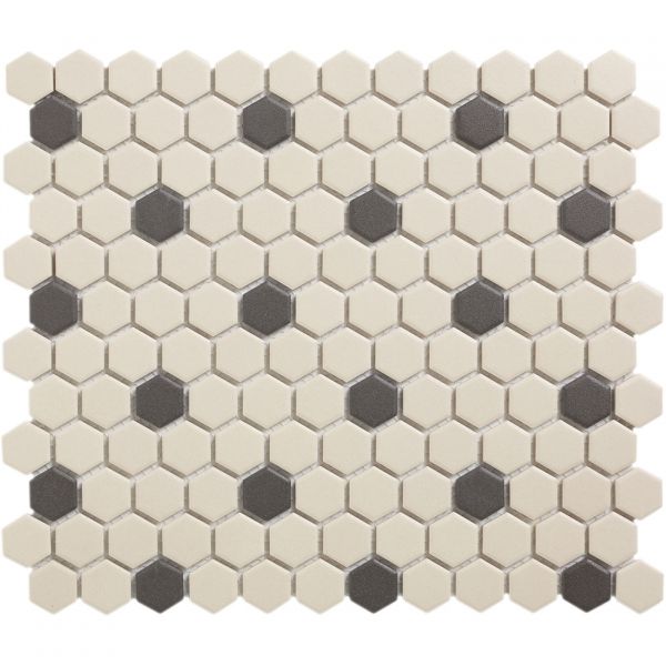 The Mosaic Factory London mozaïektegel 26X30cm White + Black Mat (LOH-Mayfair-18) - Hexagon