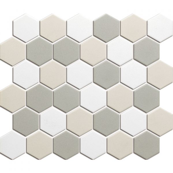 The Mosaic Factory London mozaïektegel 28.2X32.1cm White mix Mat (LOH10MIX2) - Hexagon