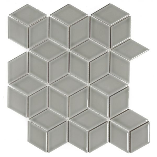 The Mosaic Factory Paris mozaïektegel 26.6X30.5cm Light Grey Glans (PACU300) - Kubus