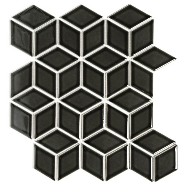 The Mosaic Factory Paris mozaïektegel 26.6X30.5cm Black Glans (PACU915) - Kubus