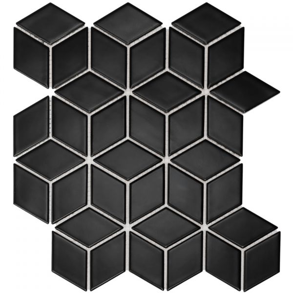 The Mosaic Factory Paris mozaïektegel 26.6X30.5cm Black Mat (PACU925) - Kubus