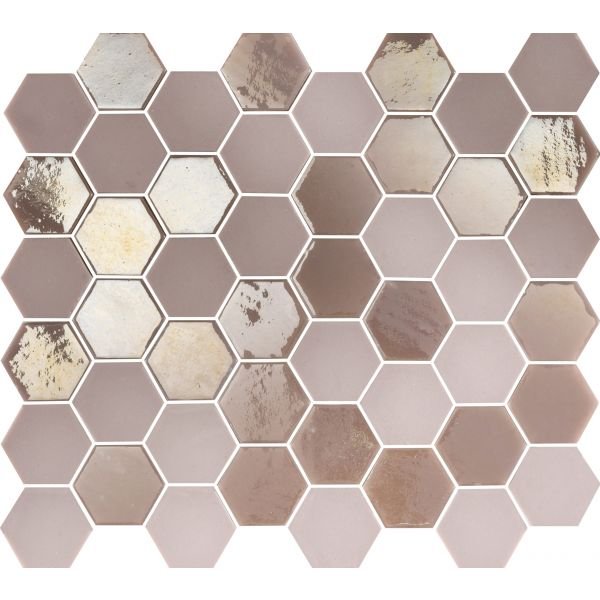The Mosaic Factory Valencia mozaïektegel 27.6X32.9cm Pink Mat & Glans (VAL008) - Hexagon