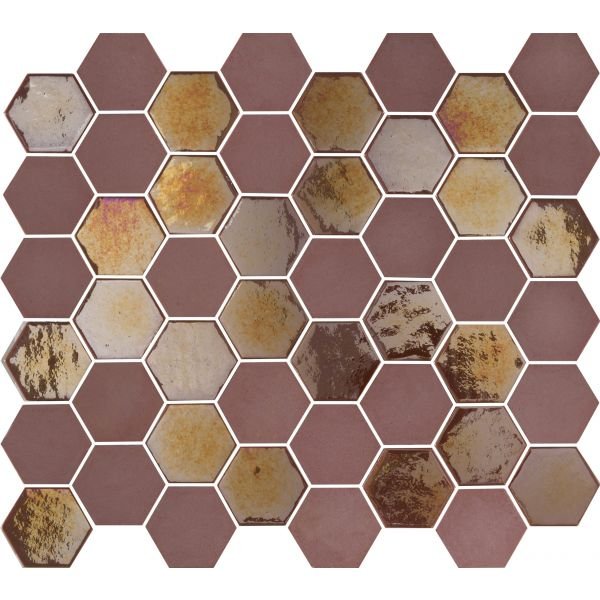 The Mosaic Factory Valencia mozaïektegel 27.6X32.9cm Burgundy Mat & Glans (VAL012) - Hexagon