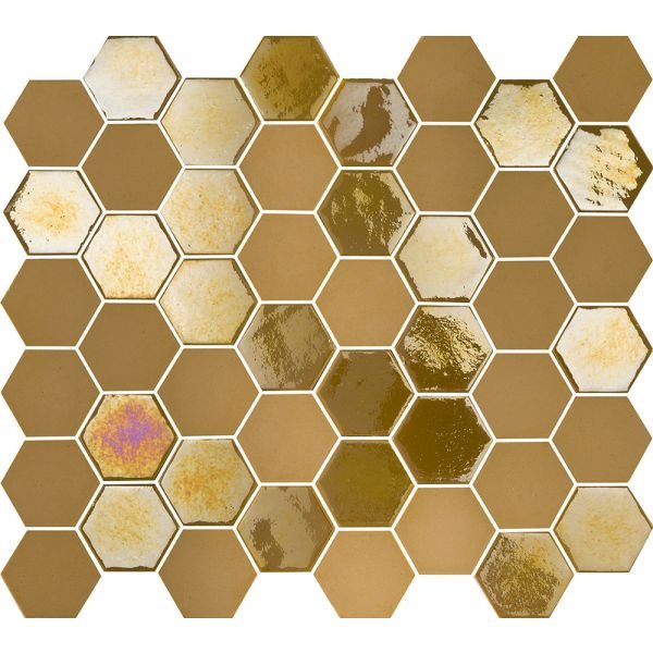 The Mosaic Factory Valencia mozaïektegel 27.6X32.9cm Mustard Mat & Glans (VAL035) - Hexagon