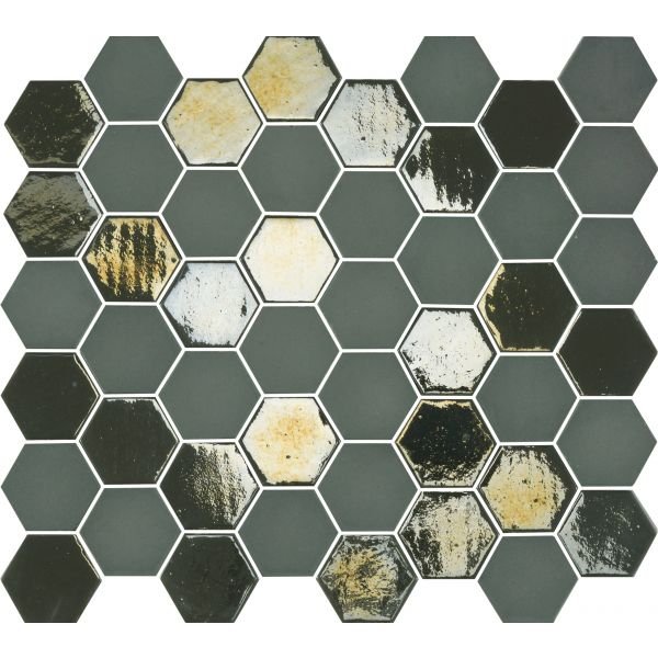 The Mosaic Factory Valencia mozaïektegel 27.6X32.9cm Khaki Mat & Glans (VAL182) - Hexagon