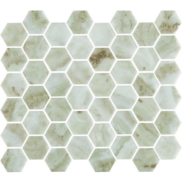 The Mosaic Factory Valencia mozaïektegel 27.6X32.9cm Verde Marble Print Mat (VAL50M) - Hexagon