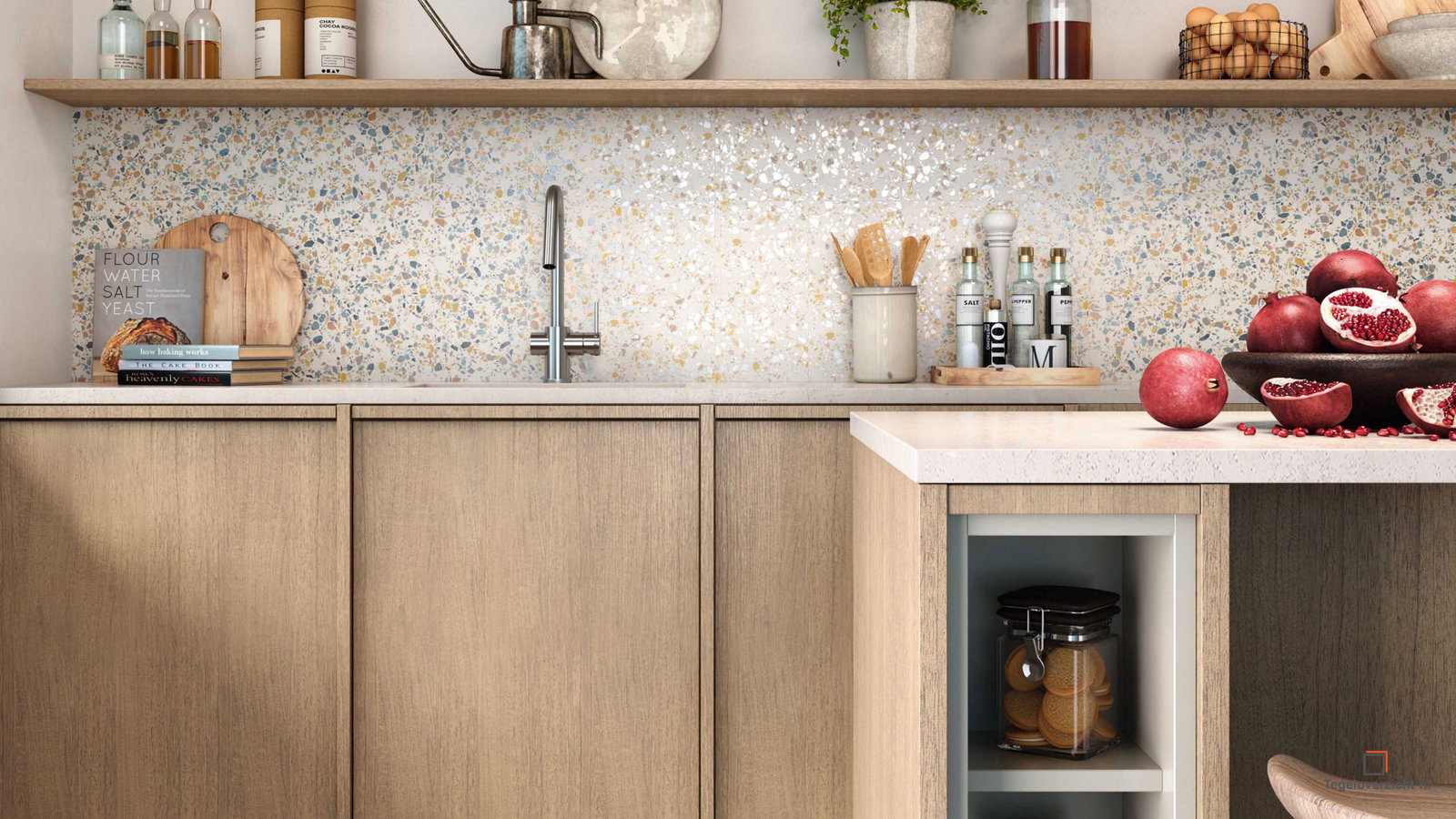 Terrazzo keukentegels in de keuken