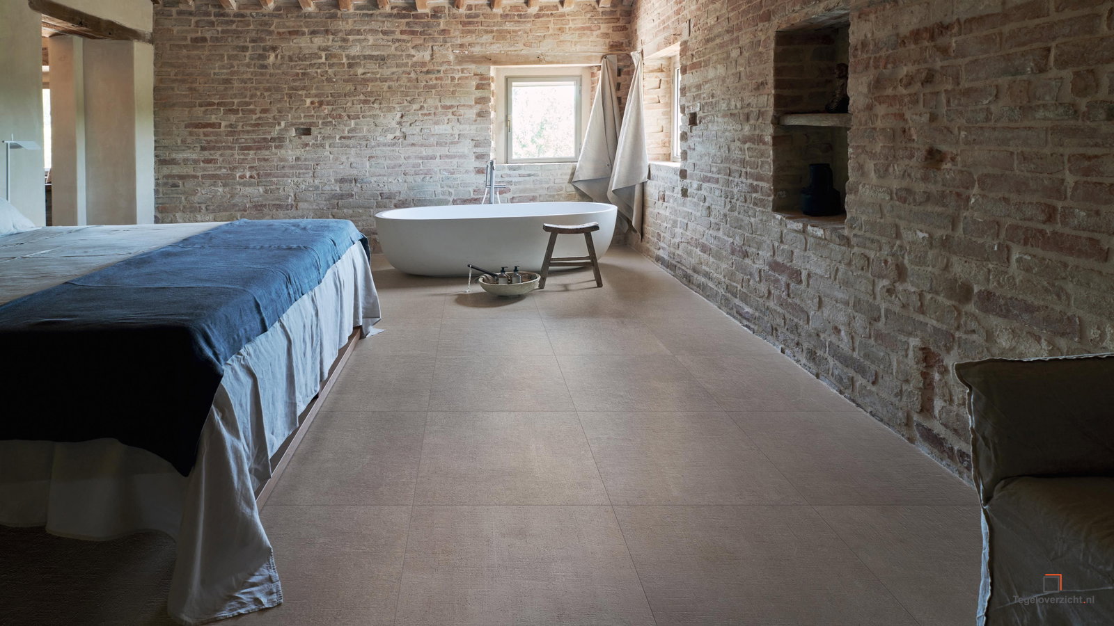 Kronos Terra Crea TE063 Vloertegel 80X80cm Corda Rude 10mm Mat Ret.R11 in een interieur