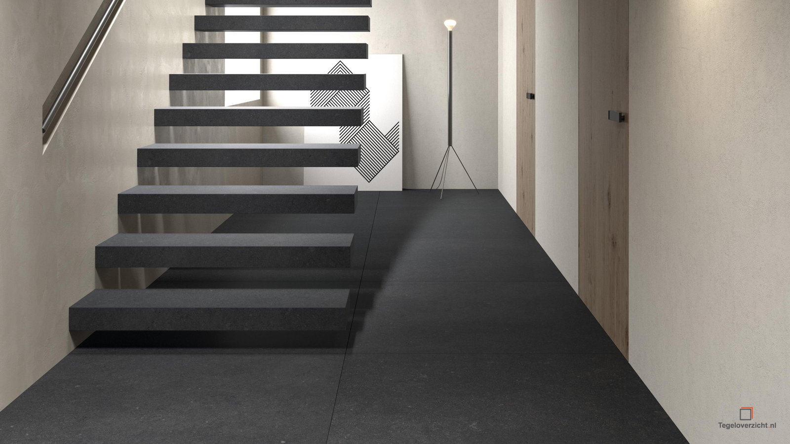 Kronos Le Reverse RS104 Vloertegel 120X120cm Nuit Eleg.10mm Mat Ret.R10 in een interieur