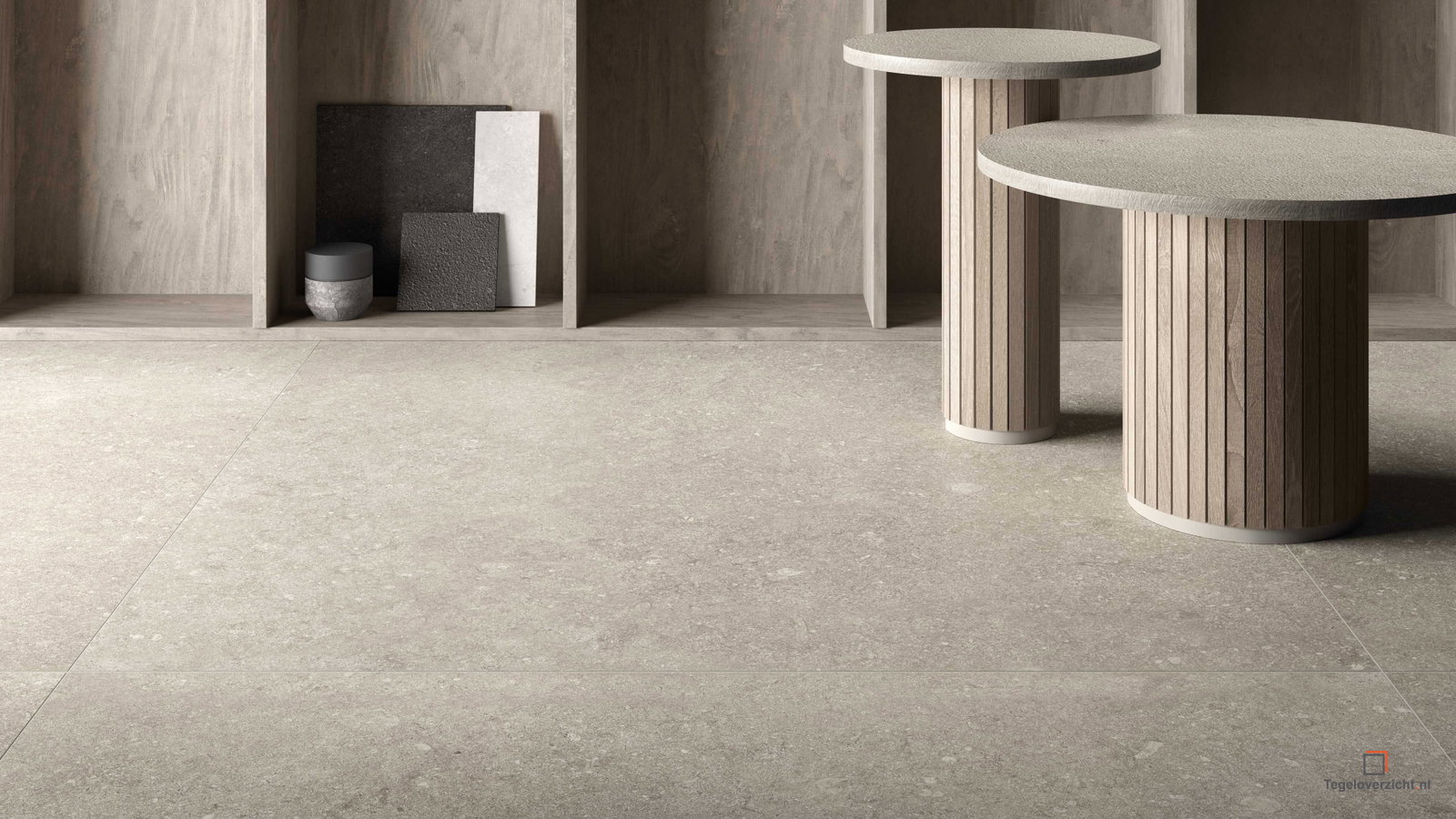 Kronos Le Reverse RS102 Vloertegel 120X120cm Dune Eleg.10mm Mat Ret.R10 in een interieur