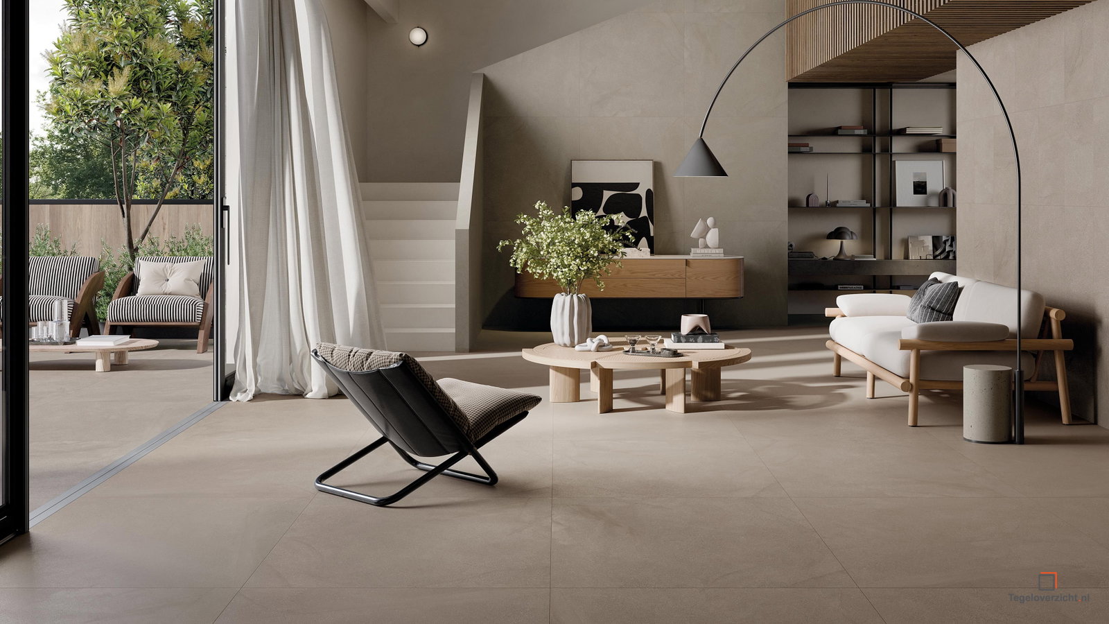 Porcelaingres in een moderne woonkamer
