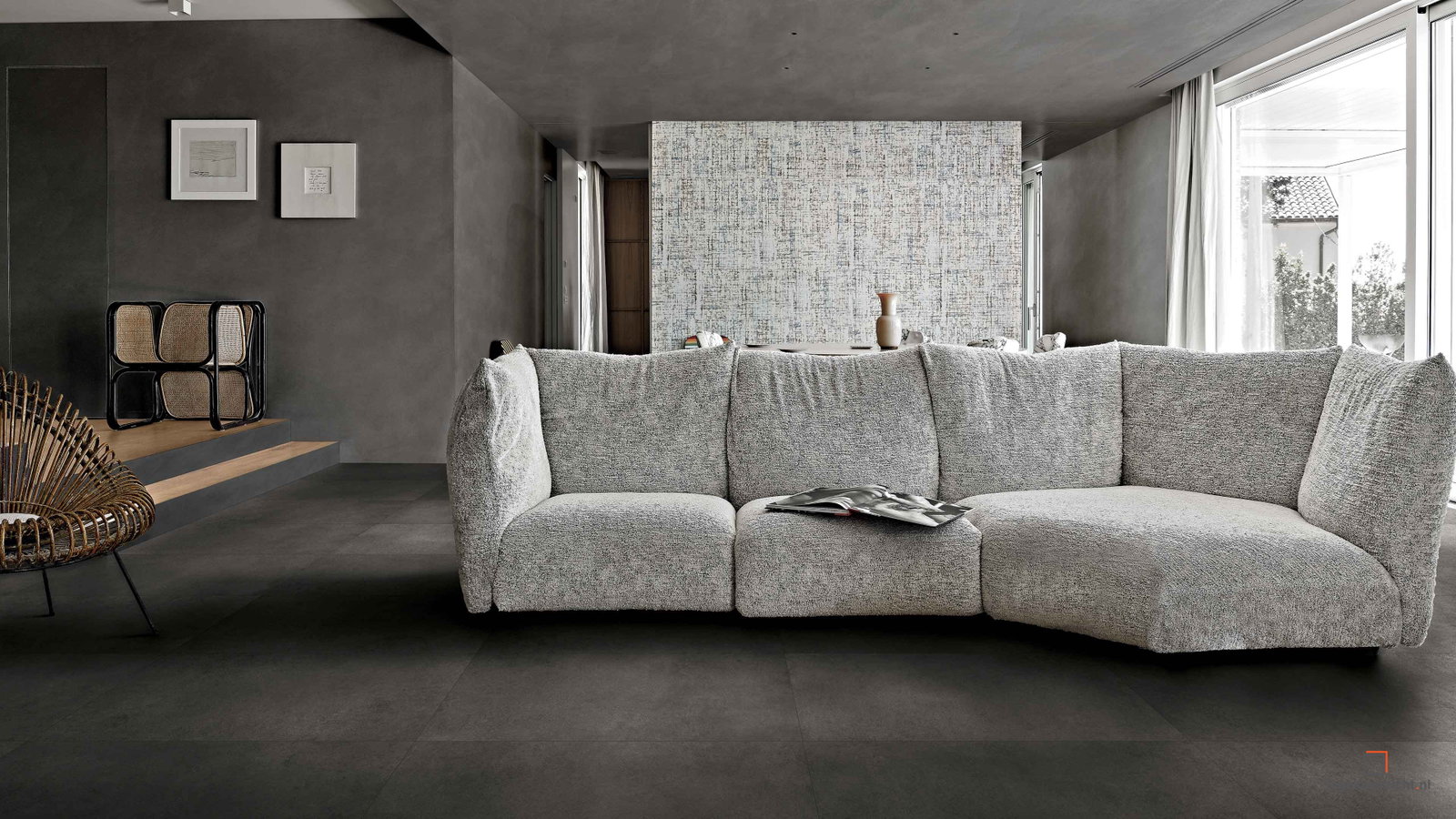 Vloertegels 120x120 in een moderne woonkamer