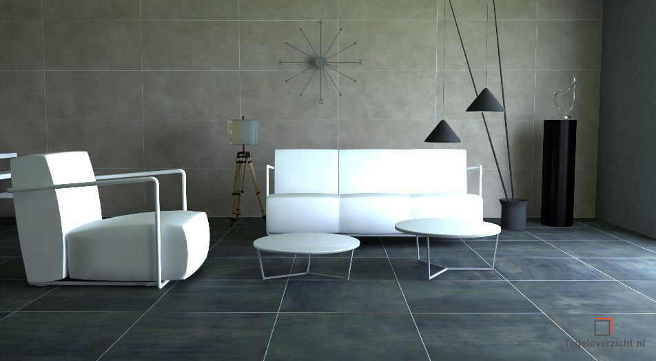 Metaallook Wandtegels in een moderne woonkamer